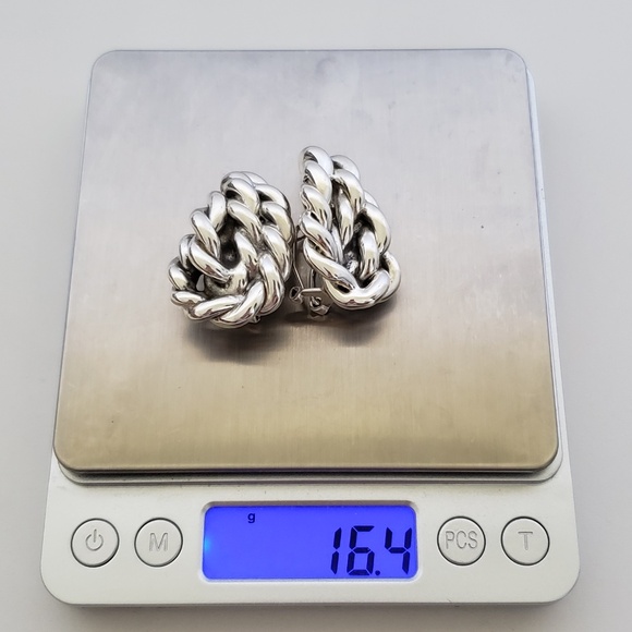 E&L Israel Sterling Silver Electroform Braided Earrings - Picture 8 of 8